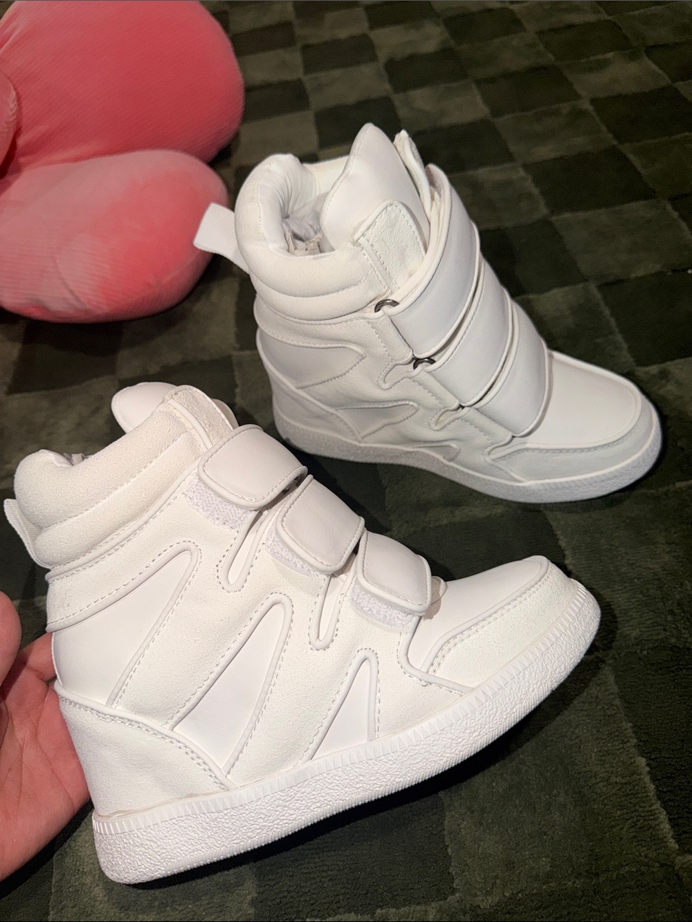White Women's High-Top Wedge Sneakers